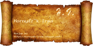 Hornyák Irma névjegykártya